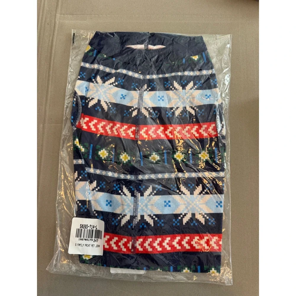 Hanna Andersson Pet Pajamas Dog Size L Navy Blue New Fair Isle Snowflake Organic